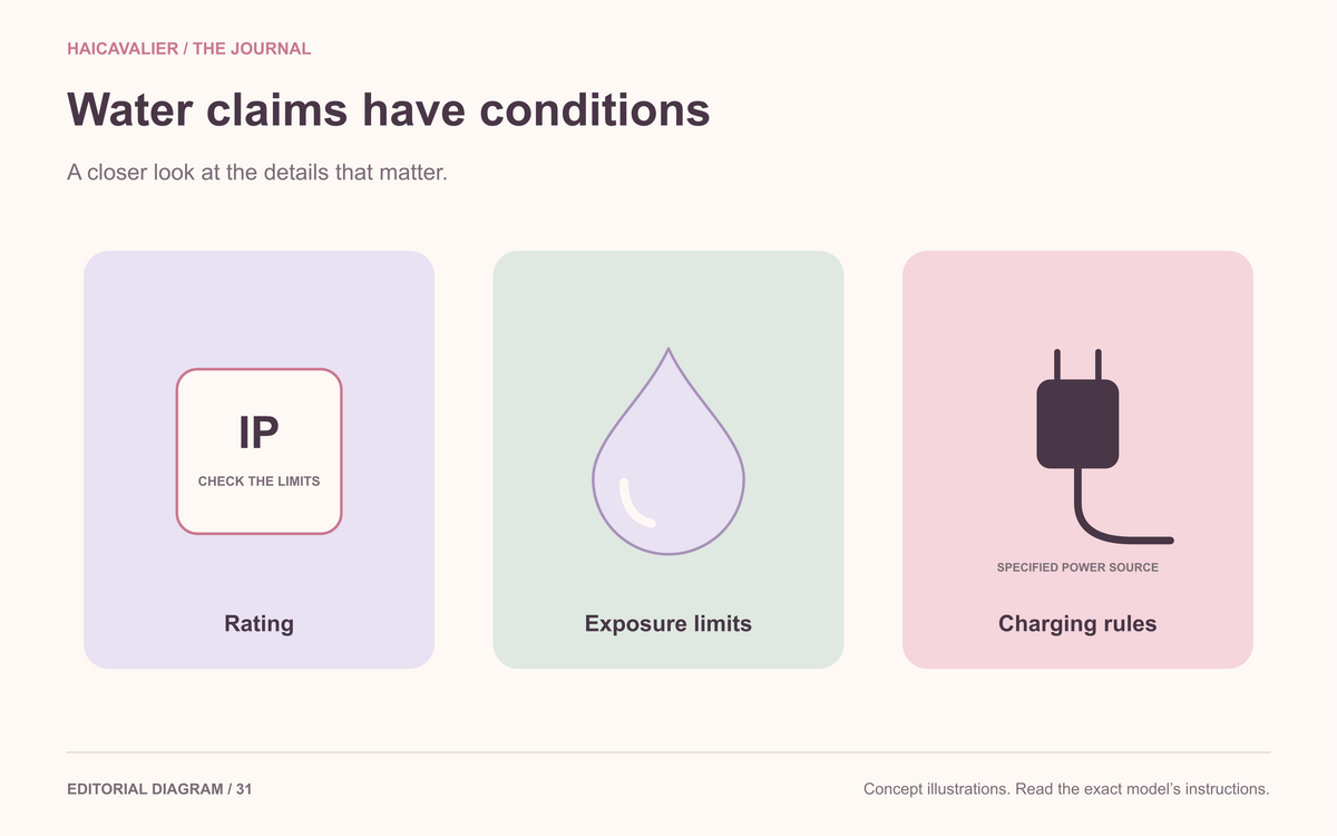 Water claims have conditions. Rating; Exposure limits; Charging rules.