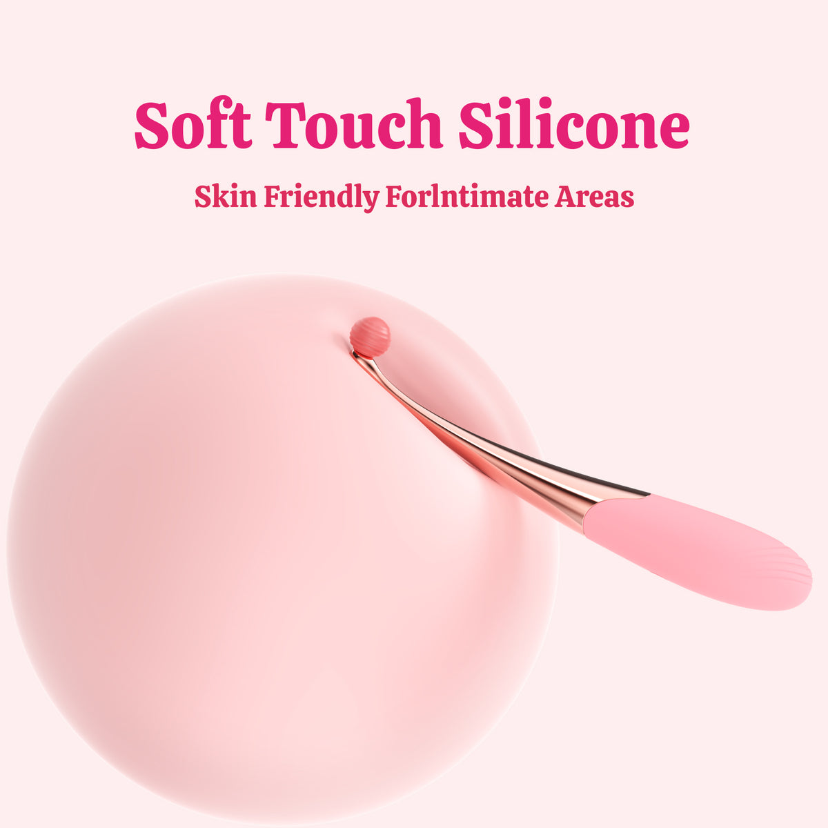 Close-up of the pink silicone grip on the slim vibrator pen.