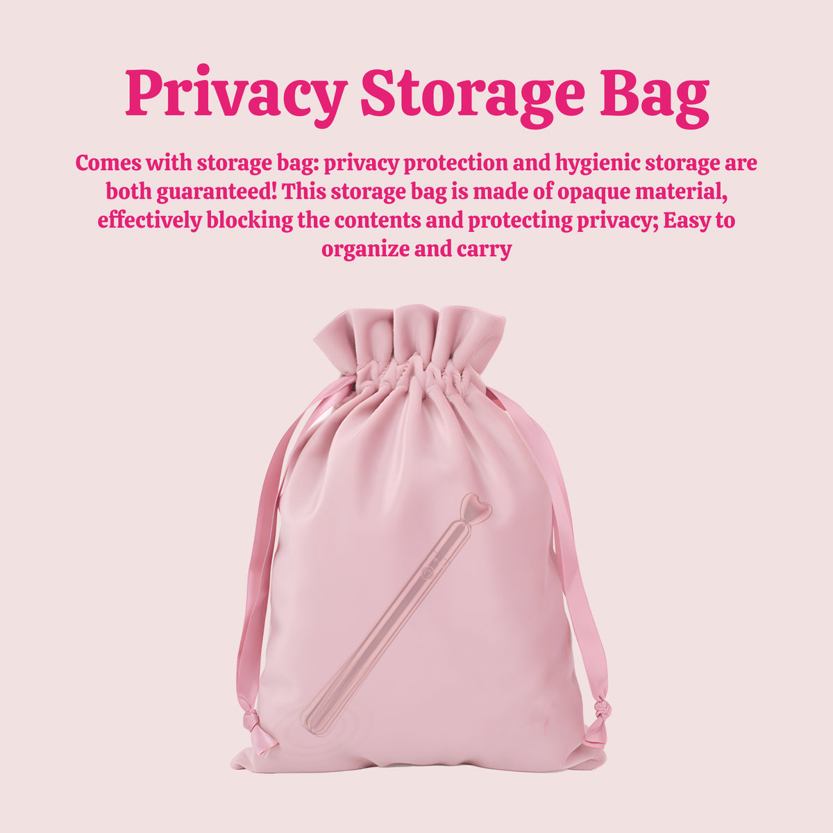 Pink drawstring storage pouch shown in the mini bullet vibrator listing.
